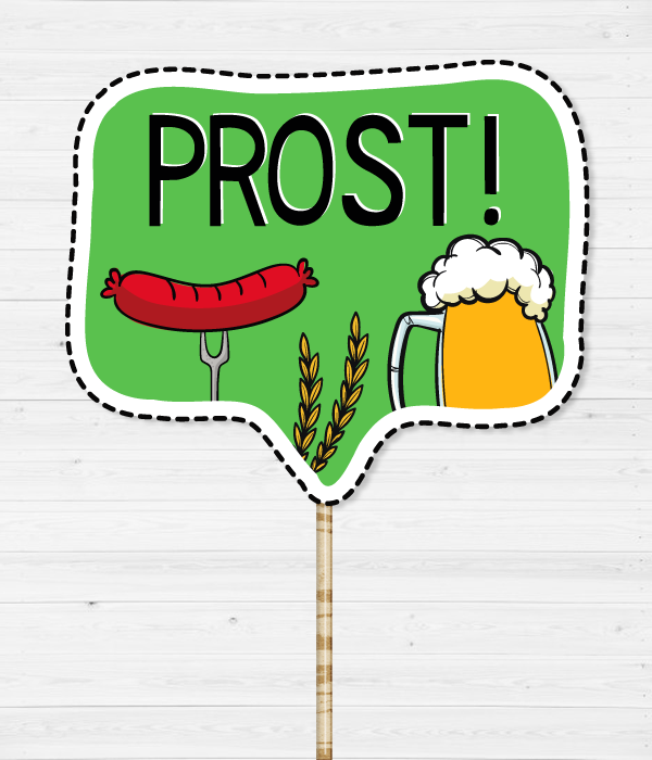 Фотобутафорія-табличка для Октоберфесту "PROST!" (09035), Різнокольоровий