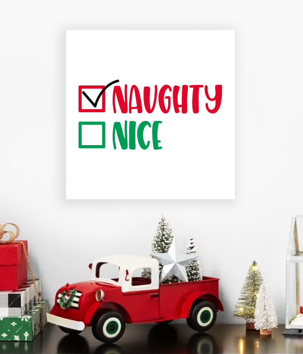 Новорічний декор - табличка для прикраси інтер'єру будинку "Naughty Nice" (04194)