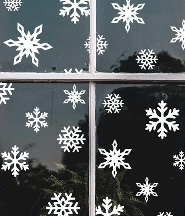 Новорічний декор - наклейки-сніжинки на скло 27 шт (H119), Білий