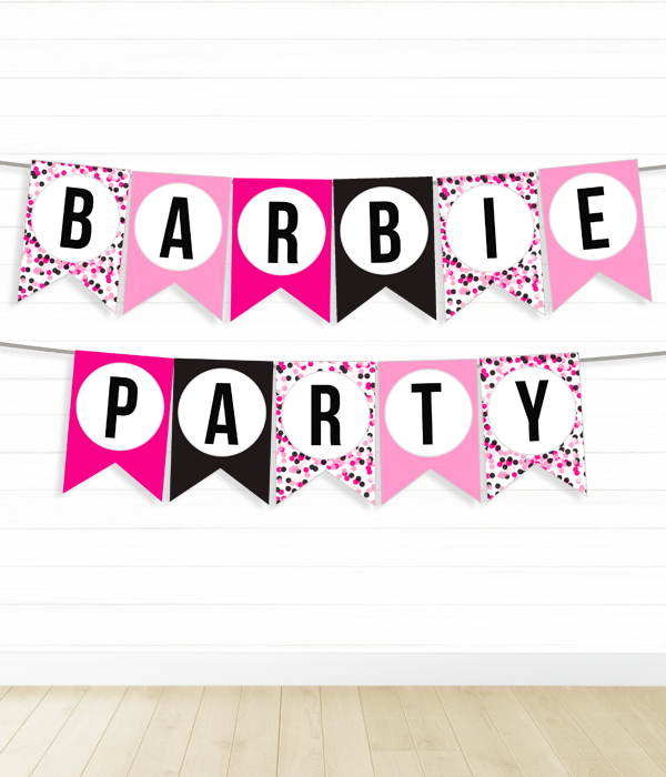 Паперова гірлянда "Barbie Party" 10 прапорців (02894), Рожевий