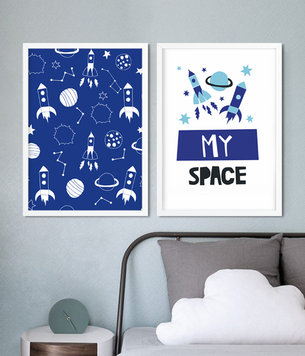 Набір з двох постерів для дитячої кімнати "MY SPACE" без рамок (А3), А3