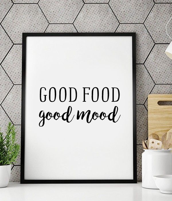 Постер для украшения кухни "Good Food Good mood" А4 без рамки (50-23), Белый