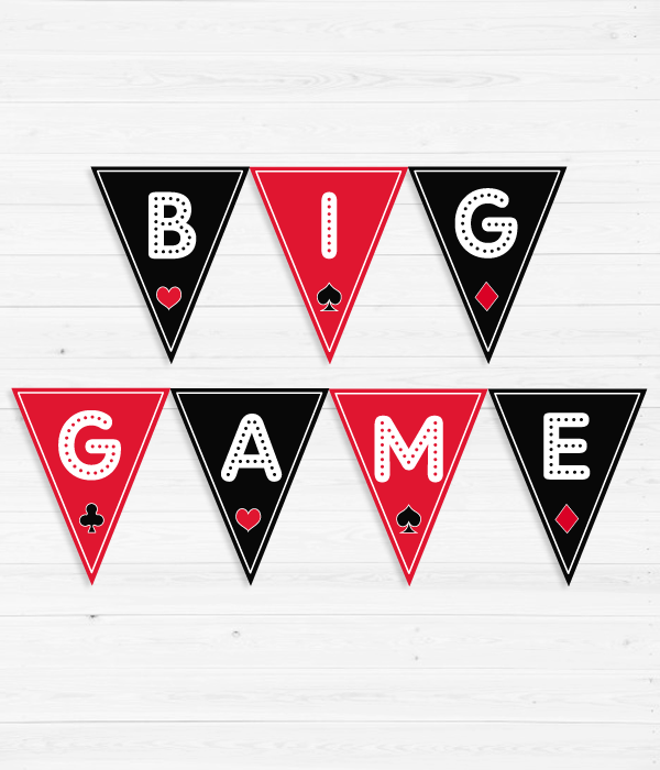 Гирлянда из флажков "BIG GAME" (7 флажков), Красный + белый + черный