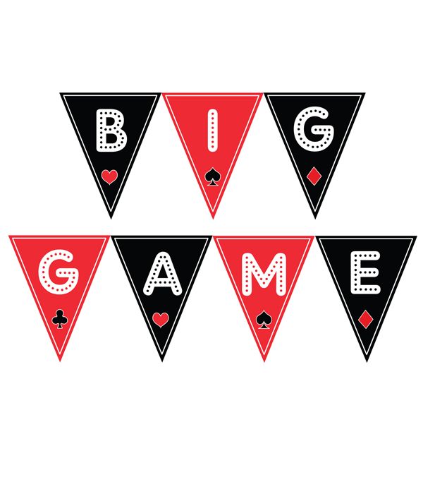 Гірлянда із прапорців "BIG GAME" (7 прапорців), Красный + белый + черный