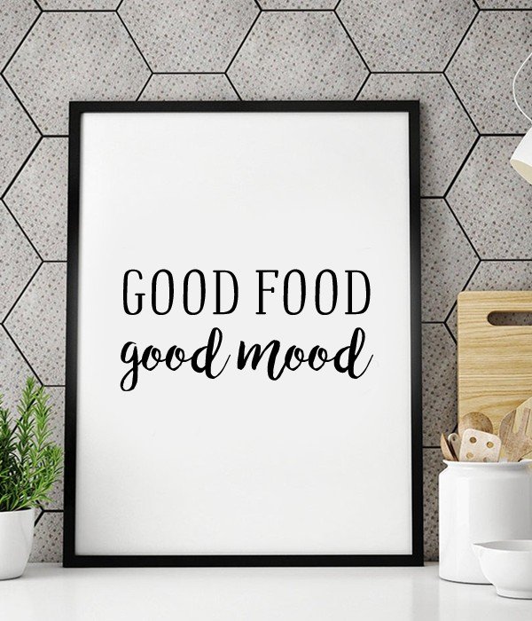 Постер для прикраси кухні "Good Food Good mood" А4 без рамки (50-23), Білий