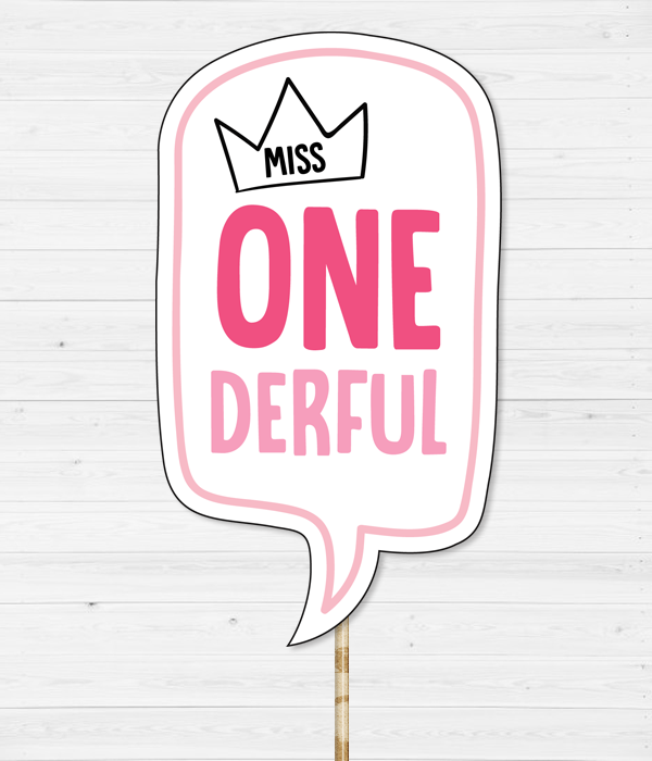 Табличка для фотосесії на 1 рік дитині "Miss ONE DERFUL", Різнокольоровий