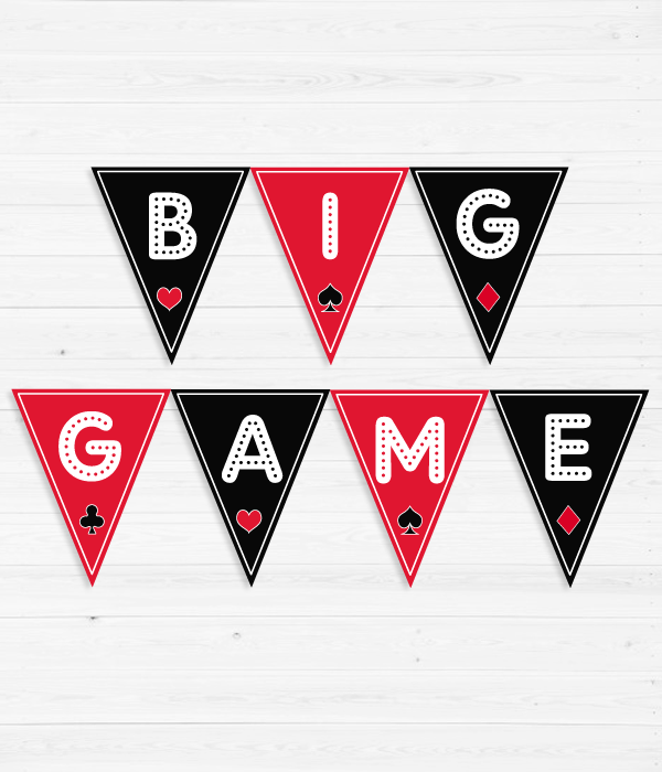Гірлянда із прапорців "BIG GAME" (7 прапорців), Красный + белый + черный