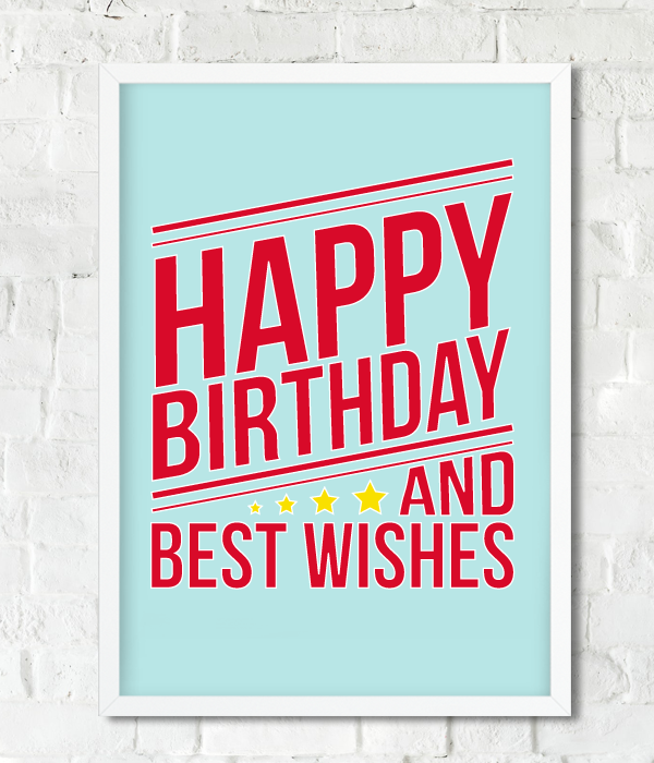 Постер до свята "Happy Birthday and best wishes" 2 розміри (без рамки), Різнокольоровий, А4