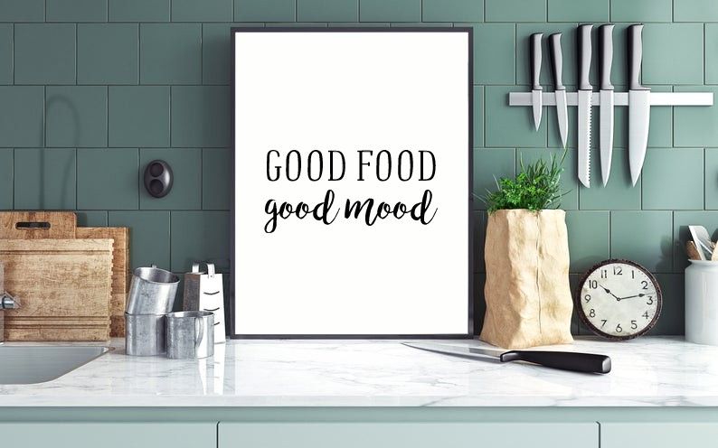 Постер для прикраси кухні "Good Food Good mood" А4 без рамки (50-23), Білий