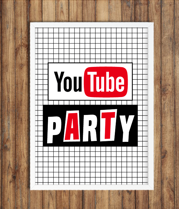 Постер для вечеринки "Youtube PARTY" 2 размера, А4