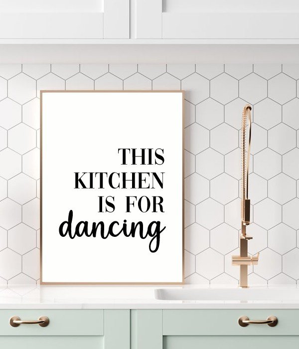 Постер для прикраси кухні "This kitchen is for dancing" А4 без рамки (50-30), Білий