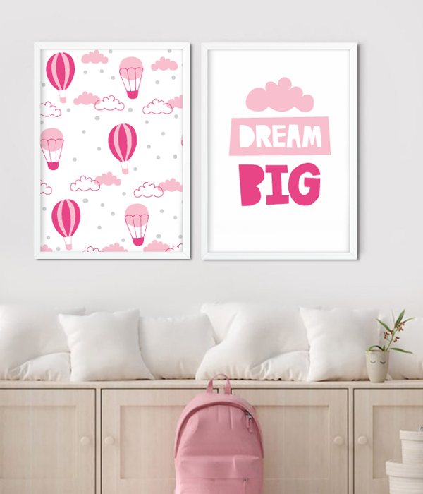 Набір з двох постерів для дитячої кімнати "DREAM BIG" без рамок (А3), А3