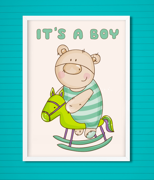 Постер для baby shower "It's a boy" 2 розміри, Різнокольоровий, А4