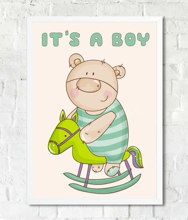 Постер для baby shower "It's a boy" 2 розміри, Різнокольоровий, А4