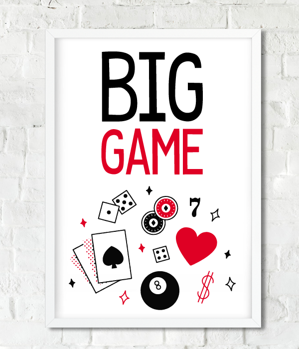 Постер для вечірки "BIG GAME" 2 розміри, Різнокольоровий, А4
