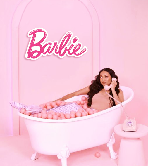 Табличка-логотип Barbie 65х35 см. з пластику (02897), Рожевий