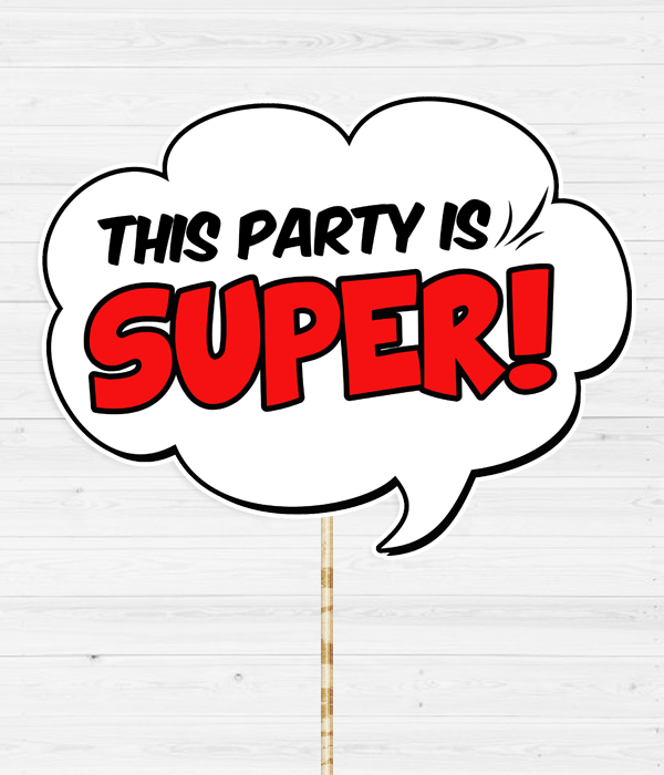 Табличка для фотосесії "This party is SUPER!", Красный + белый