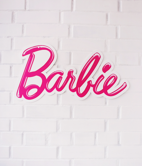 Табличка-логотип Barbie 65х35 см. з пластику (02897), Рожевий