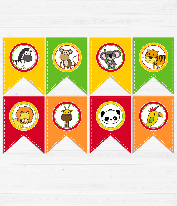 Гірлянда з прапорців "Зоопарк" 8 прапорців (03012), Різнокольоровий