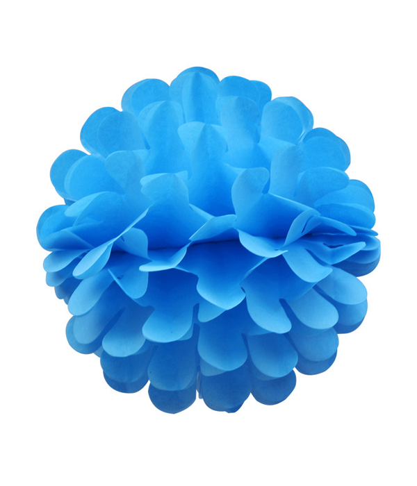 Паперова кулька-пом-пон синій 30 см.