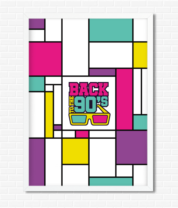 Декор-постер для вечірки в стилі 90-х 2 розміри (04201), Різнокольоровий, А4