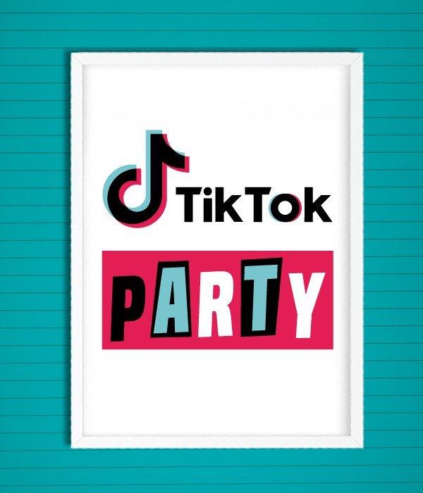 Постер "TIK TOK PARTY" 2 розміри без рамки (T104), Різнокольоровий, А4