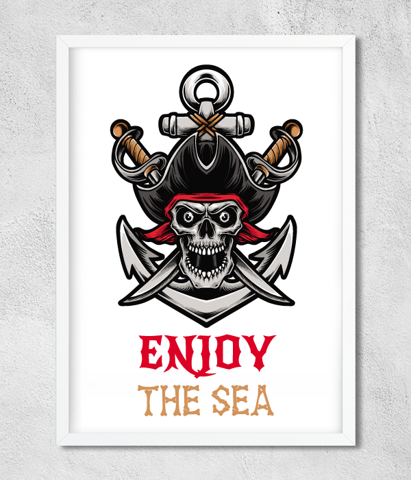 Постер для піратської вечірки "Enjoy the sea" 2 розміри без рамки (02377), Різнокольоровий, А4
