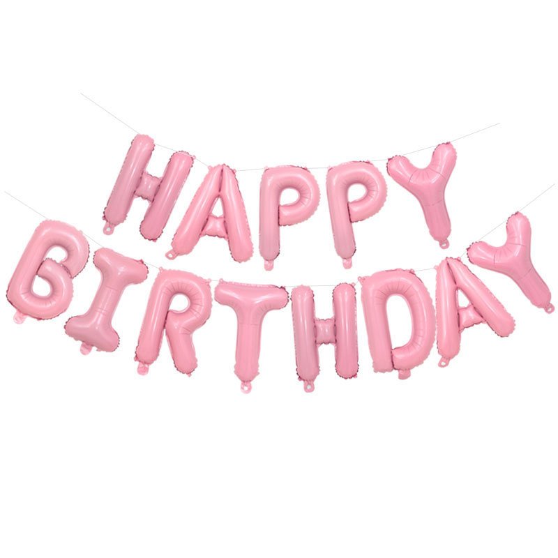 Фольговані повітряні кулі-напис Happy Birthday рожеві літери 40 см (B342023), Рожевий