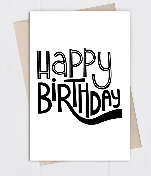Стильна чорно-біла листівка "Happy birthday" 10x15 см (50-67)