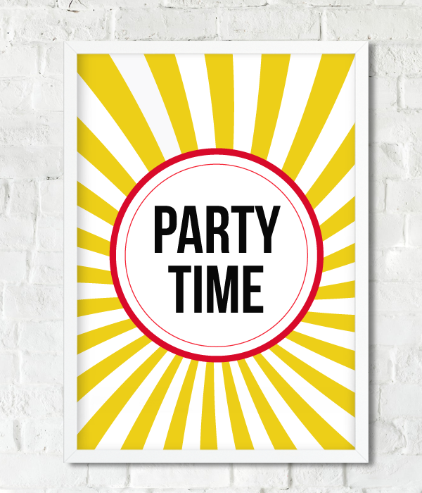 Постер до свята "Party Time" 2 розміри (без рамки), Різнокольоровий, А4