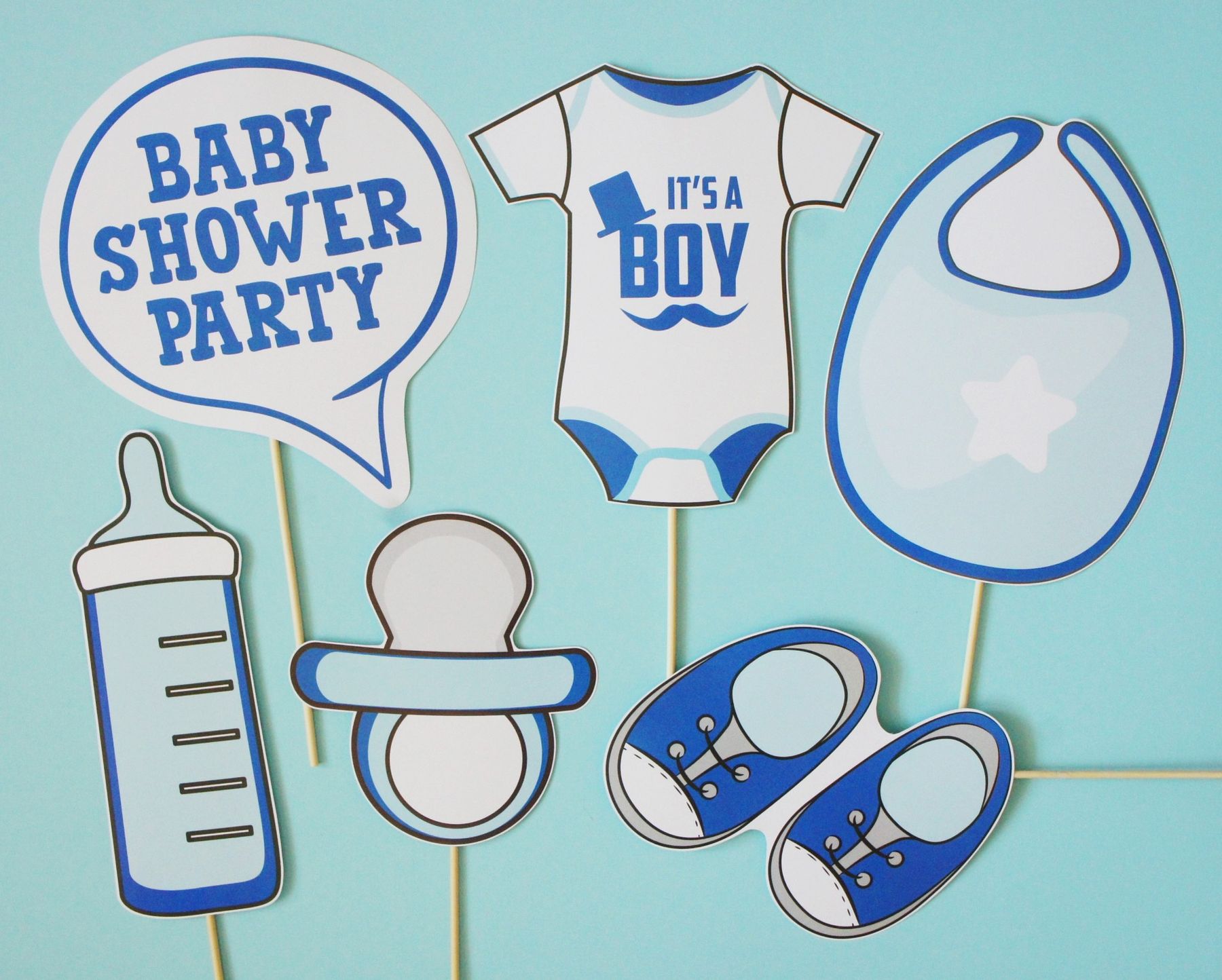 Набор фотобутафории для baby shower "It's a Boy" 17 шт (03472), Синий