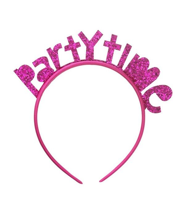 Обруч с блестящими буквами "PARTY TIME" для вечеринки малиновый (s90), Малиновый