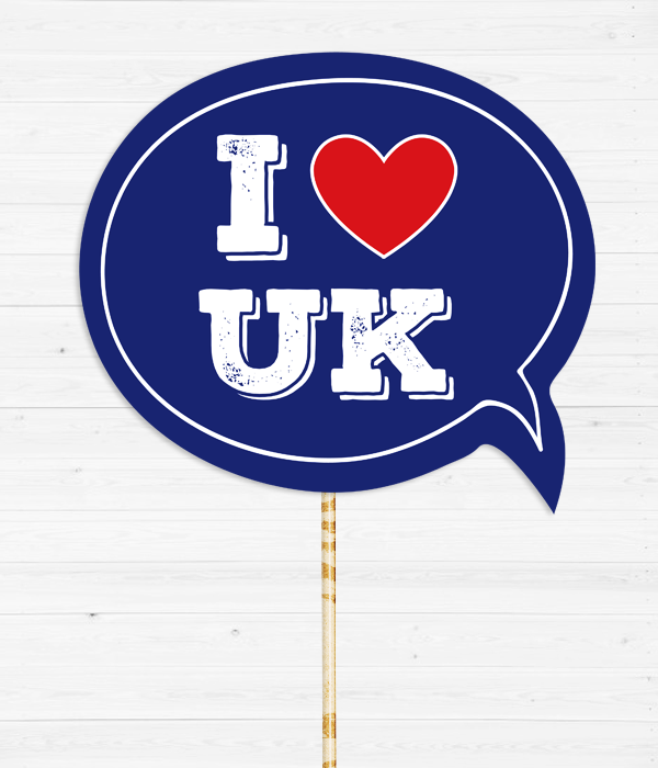 Табличка для фотосессии "I love UK", Белый + красный + синий