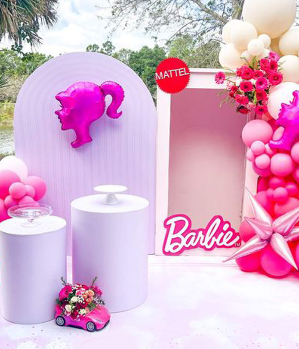 Повітряна кулька для свята у стилі Барбі "Силует Барбі" 75x70см. (B05121), Рожевий