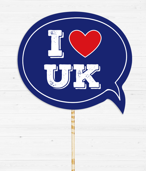 Табличка для фотосесії "I love UK", Белый + красный + синий