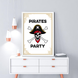 Постер для пиратской вечеринки "PIRATES PARTY" 2 размера без рамки (02830), Разноцветный, А4