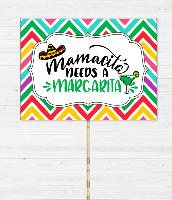 Табличка для фотосессии на мексиканской вечеринке "Mamacita needs a margarita" (H018), Разноцветный