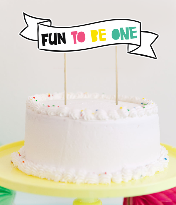 Топпер для торта на 1 рік "FUN TO BE ONE", Різнокольоровий