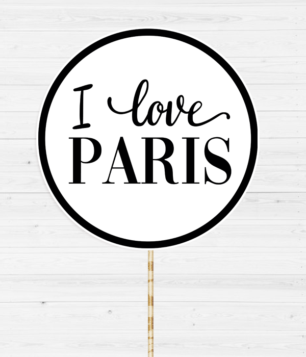 Фотобутафория-табличка для вечеринки "I love Paris"