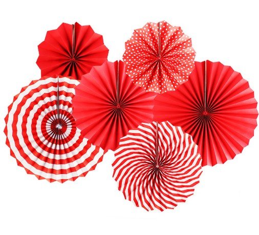 Набор бумажных вееров "Red mix" 6 шт (F-006), Червоний