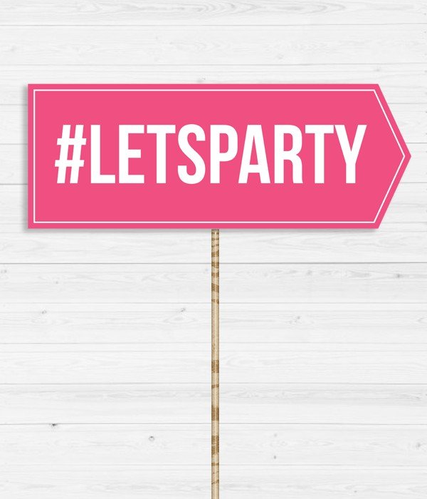 Табличка для фотосесії "#LETSPARTY" (02987), Рожевий