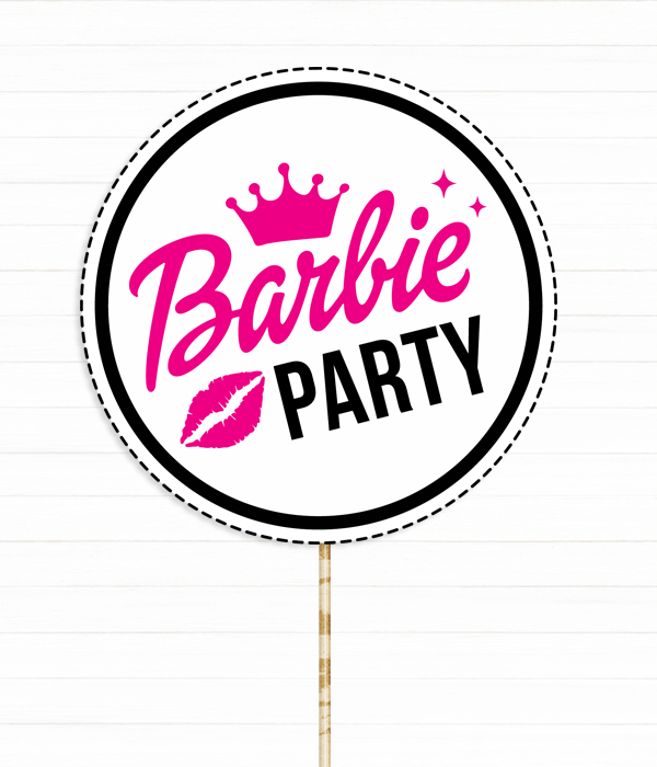 Фотобутафорія-табличка для фотосесії "Barbie party" (B03215), Рожевий