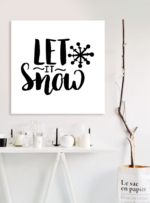 Новорічна табличка для прикраси інтер'єру дому в скандинавському стилі "Let it snow" (04153)