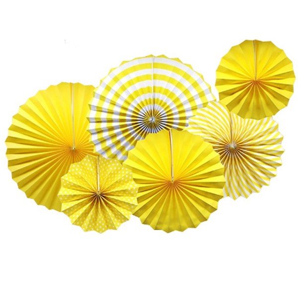 Набор бумажных вееров "Yellow mix" 6 шт (F-009), Жовтий