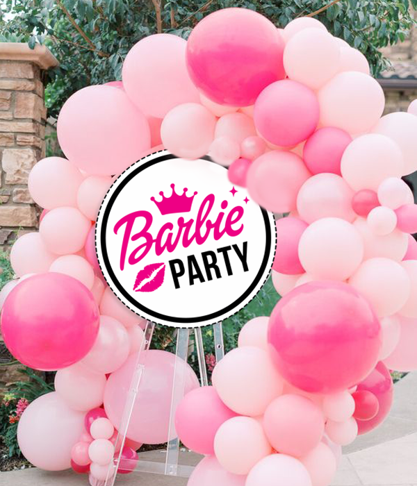 Табличка із пластику "Barbie Party" 70 см. (B03315), Рожевий