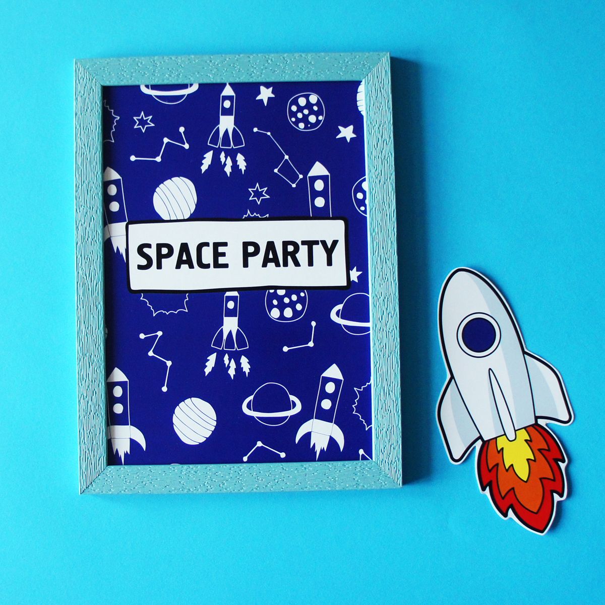 Постер для праздника "SPACE PARTY" 2 размера без рамки, Разноцветный, А4