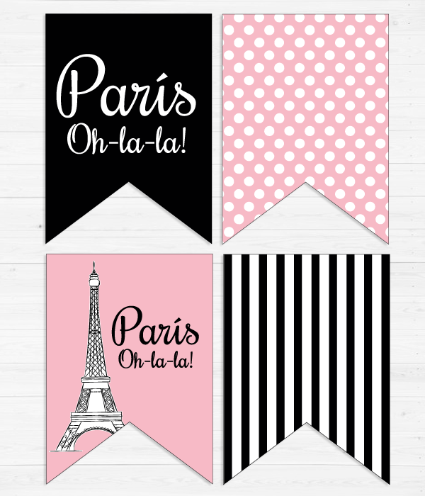 Паперова гірлянда з прапорців "Oh-la-la Paris" 8 прапорців