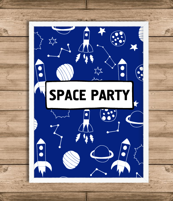 Постер для свята "SPACE PARTY" 2 розміри без рамки, Різнокольоровий, А4
