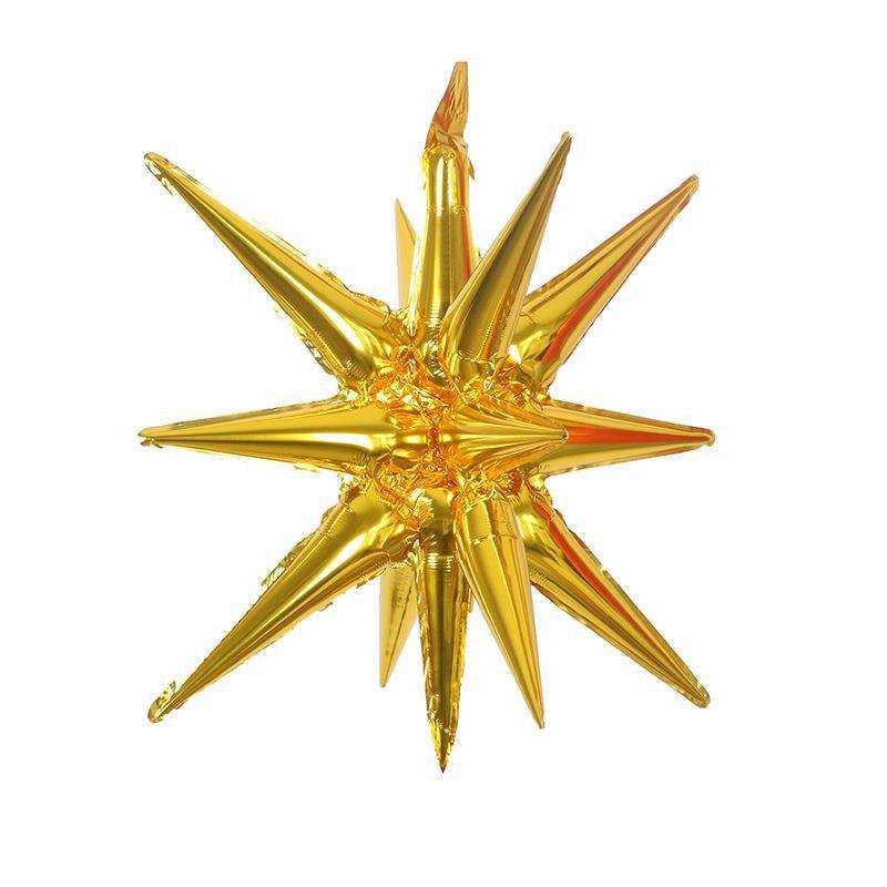 Новорічна повітряна фольгована куля 3D зірка золота 55 см (N329800), Золотий