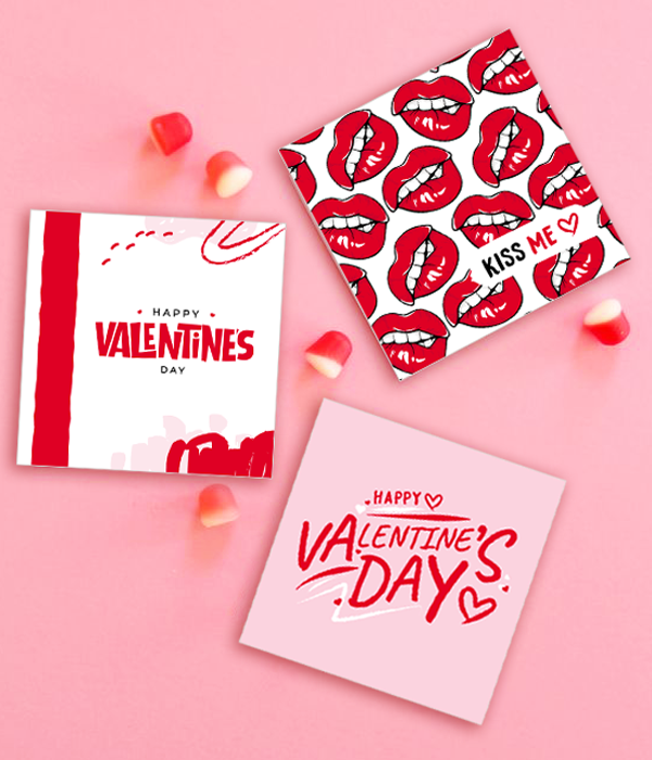 Набір міні-листівок на День Закоханих "Valentine's Day" 4 шт 10х10 см  (04297)